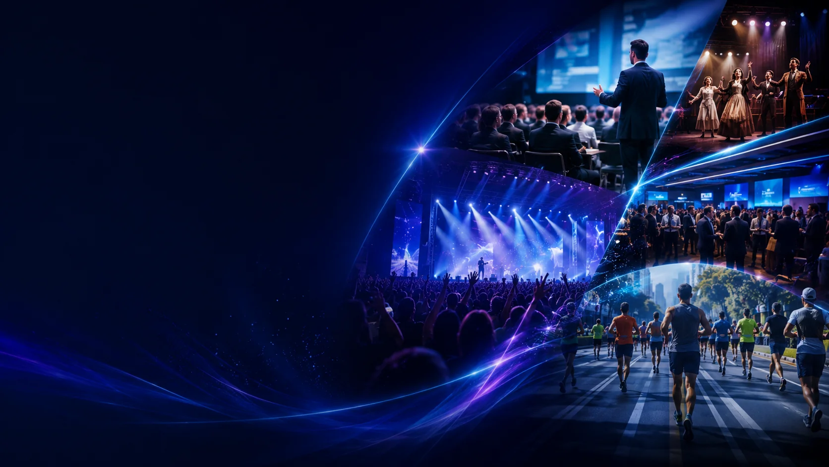 Experiências de shows, corridas, congressos e teatro